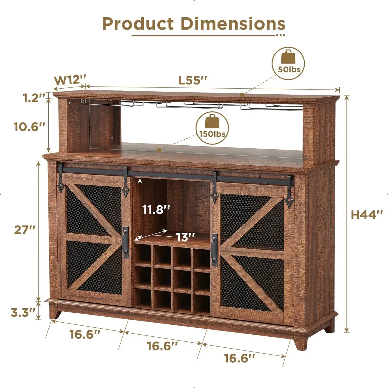 Armoire de rangement traditionnelle américaine en bois pour bar à vin