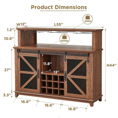 Armoire de rangement traditionnelle américaine en bois pour bar à vin