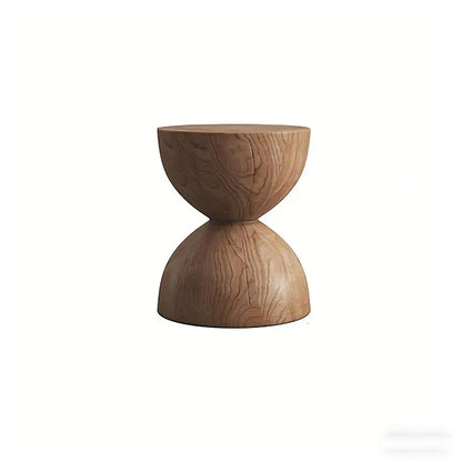 Table d'appoint moderne en bois en forme de tambour avec plateau rabattable pour salon