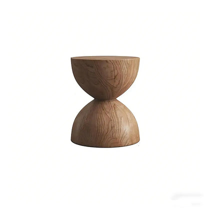 Table d'appoint moderne en bois en forme de tambour avec plateau rabattable pour salon