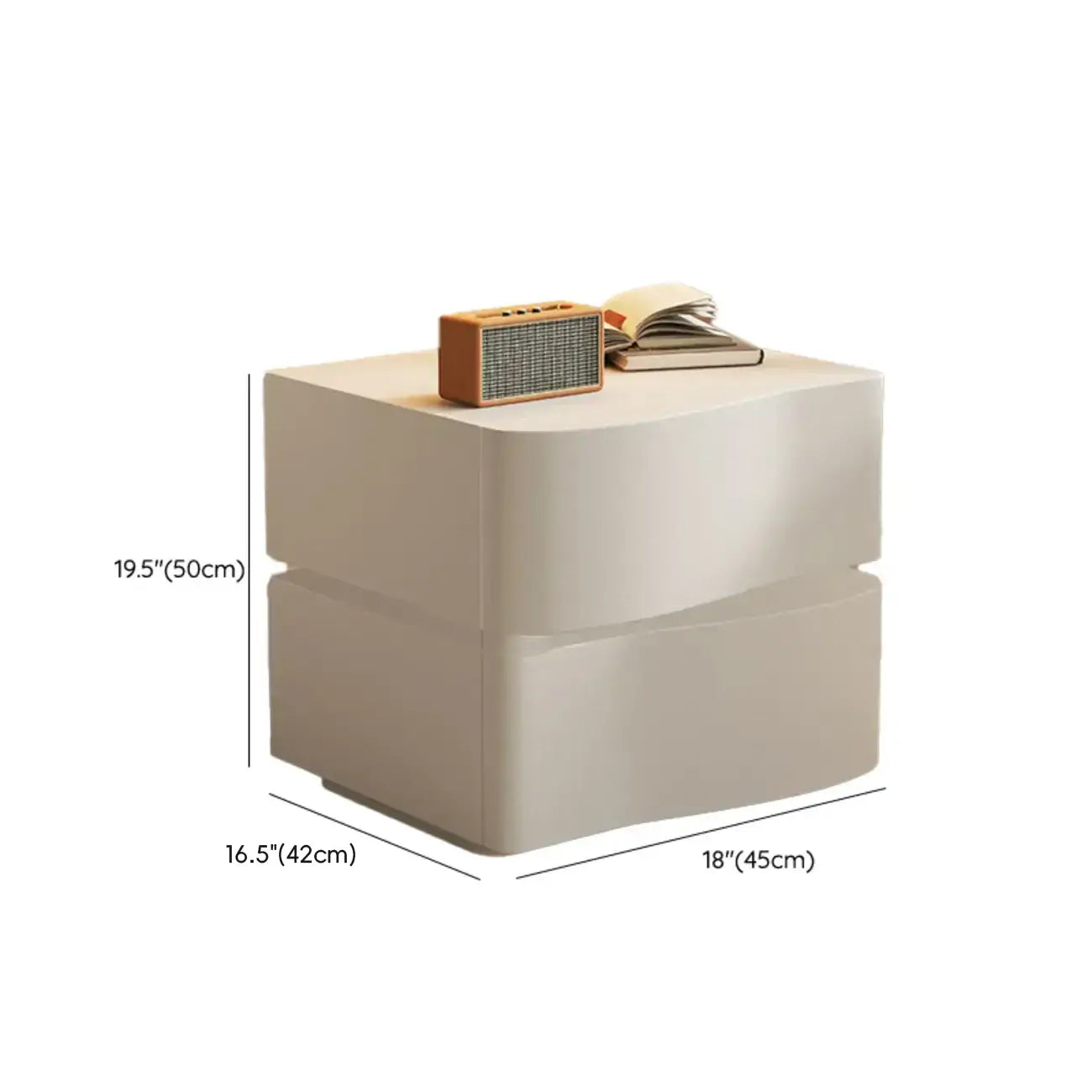 Table de chevet moderne à 3 tiroirs en bois blanc ondulé