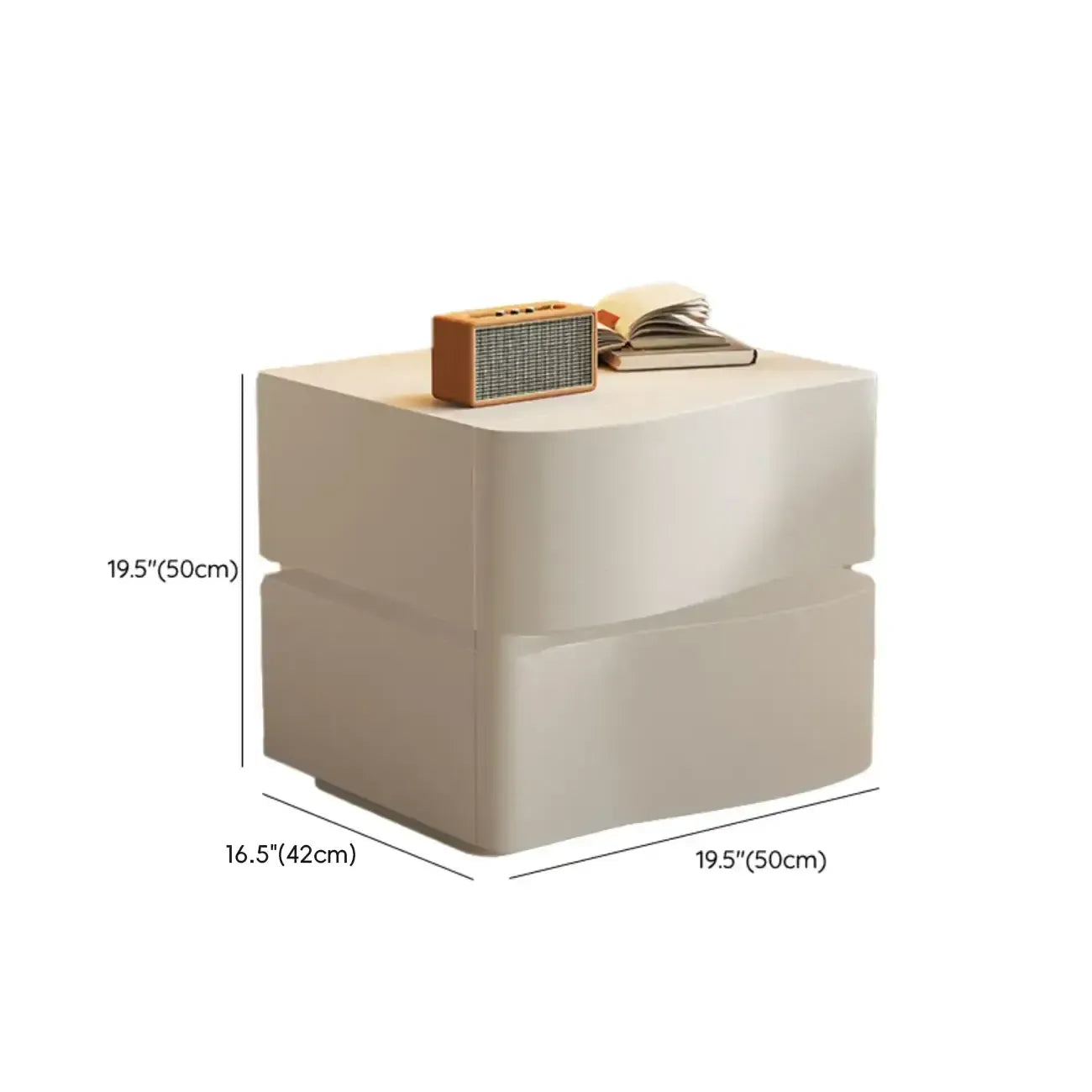 Table de chevet moderne à 3 tiroirs en bois blanc ondulé