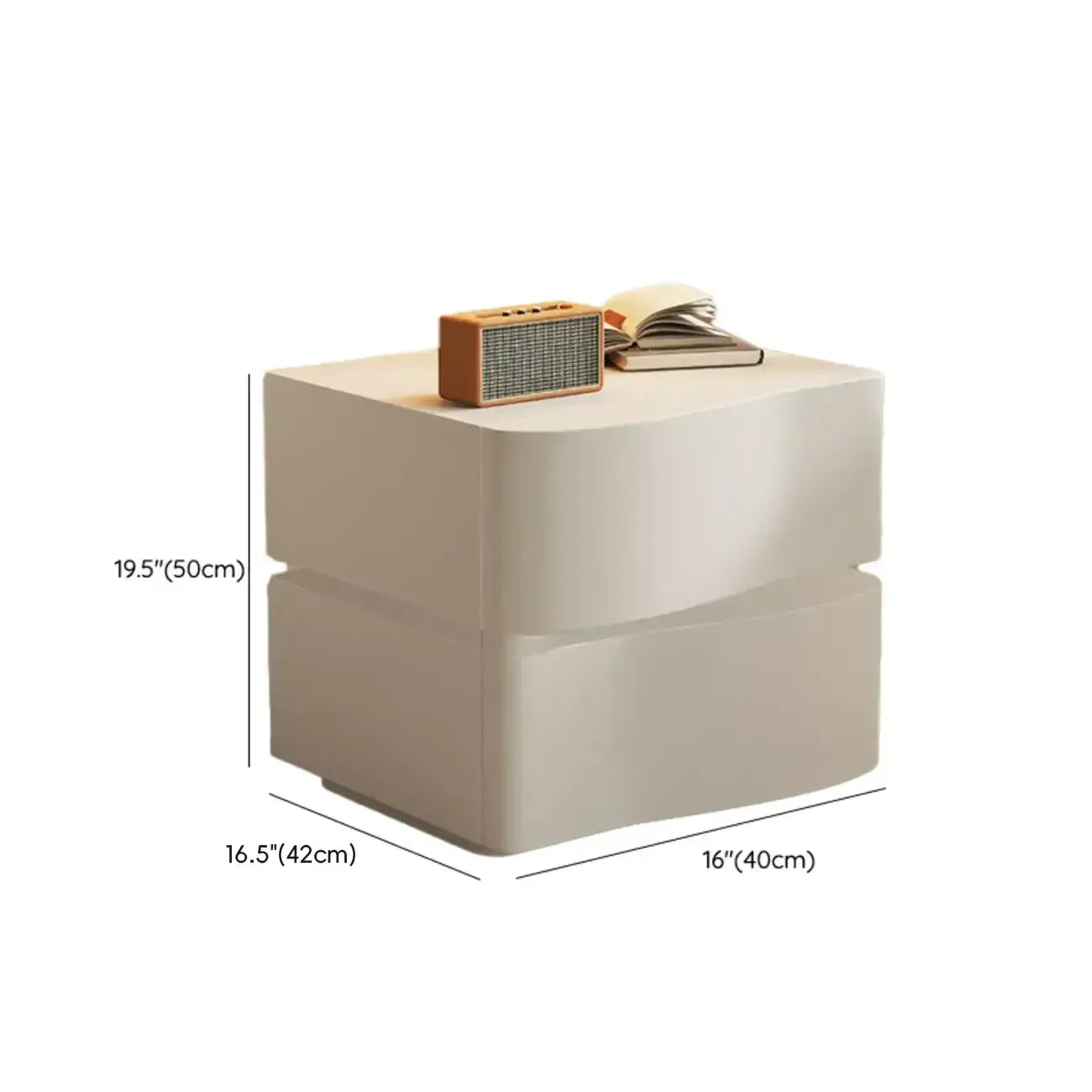 Table de chevet moderne à 3 tiroirs en bois blanc ondulé