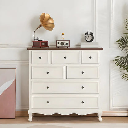 Coffre de rangement élégant et classique en bois laqué blanc et marron