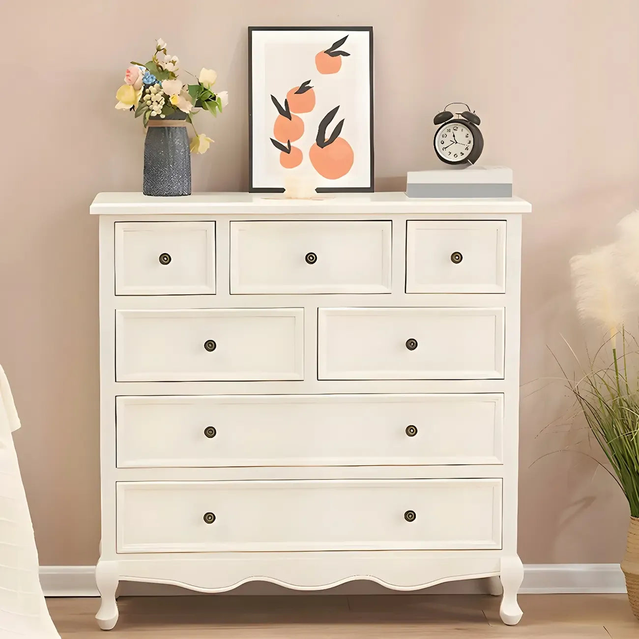 Coffre de rangement élégant et classique en bois laqué blanc et marron