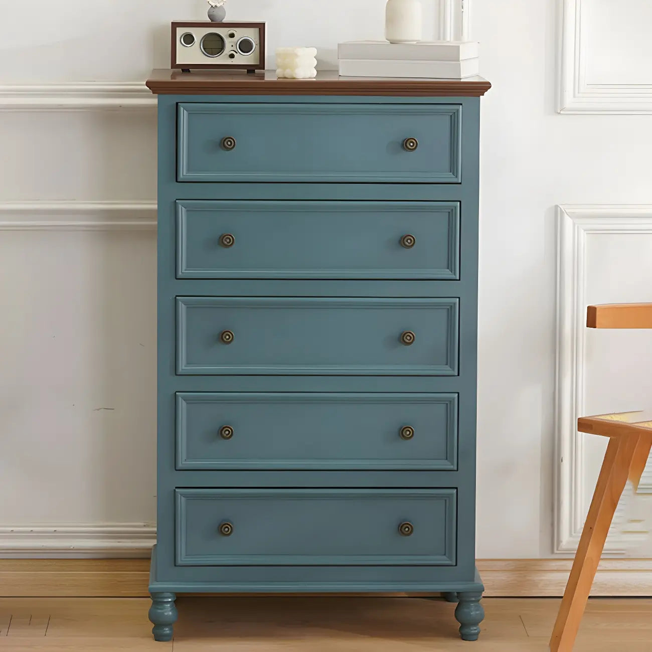 Coffre de rangement élégant et classique en bois laqué blanc et marron