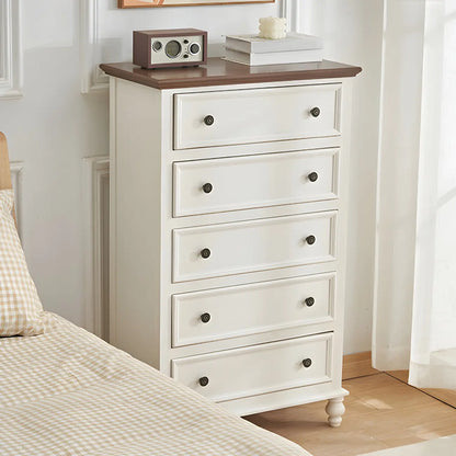 Coffre de rangement élégant et classique en bois laqué blanc et marron