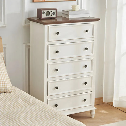 Coffre de rangement élégant et classique en bois laqué blanc et marron