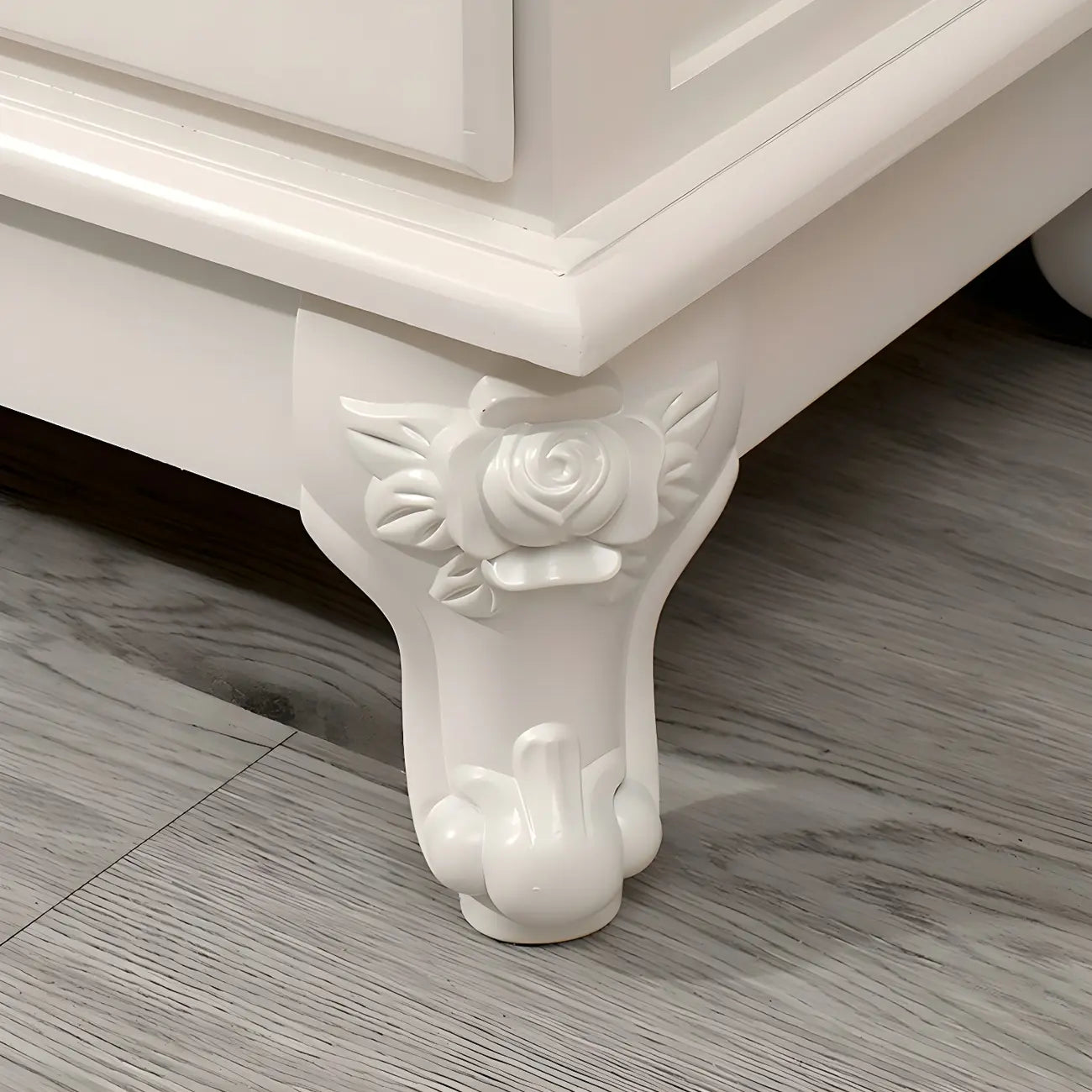 Coffre de rangement élégant et classique en bois laqué blanc et marron