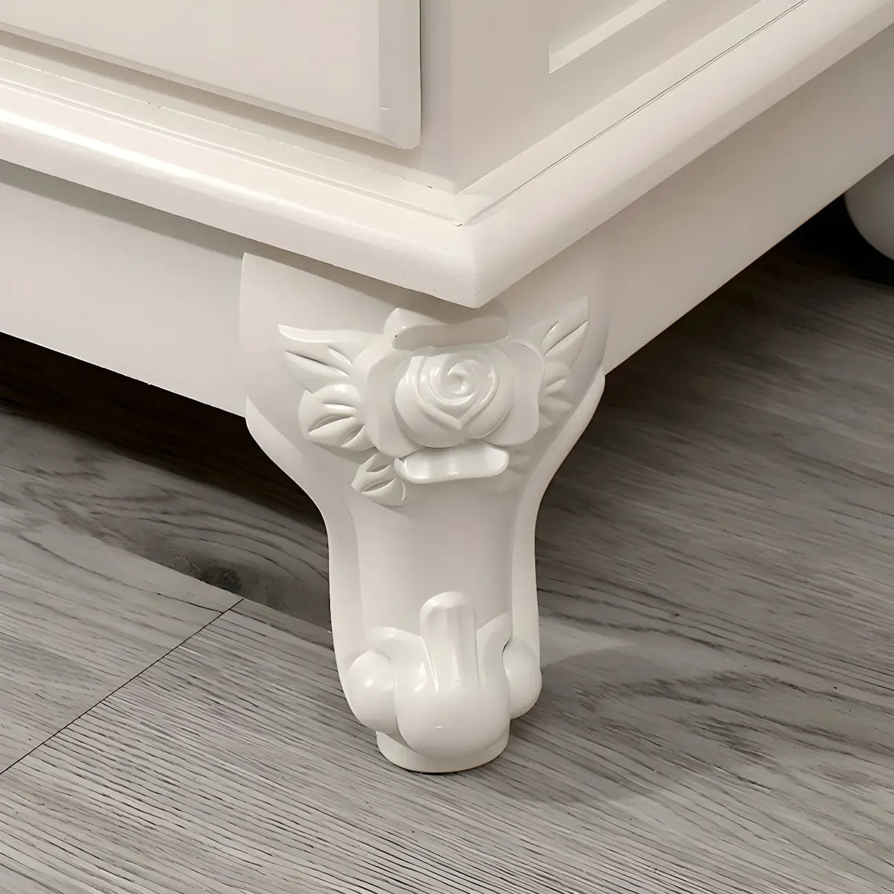 Coffre de rangement élégant et classique en bois laqué blanc et marron