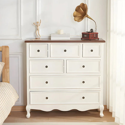 Coffre de rangement élégant et classique en bois laqué blanc et marron