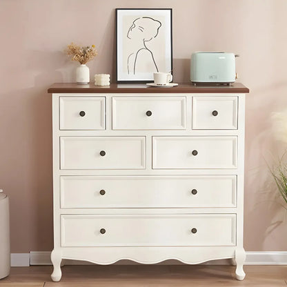 Coffre de rangement élégant et classique en bois laqué blanc et marron