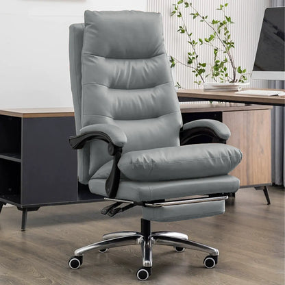 Fauteuil de direction ergonomique inclinable en cuir avec repose-pieds