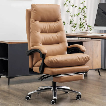 Fauteuil de direction ergonomique inclinable en cuir avec repose-pieds