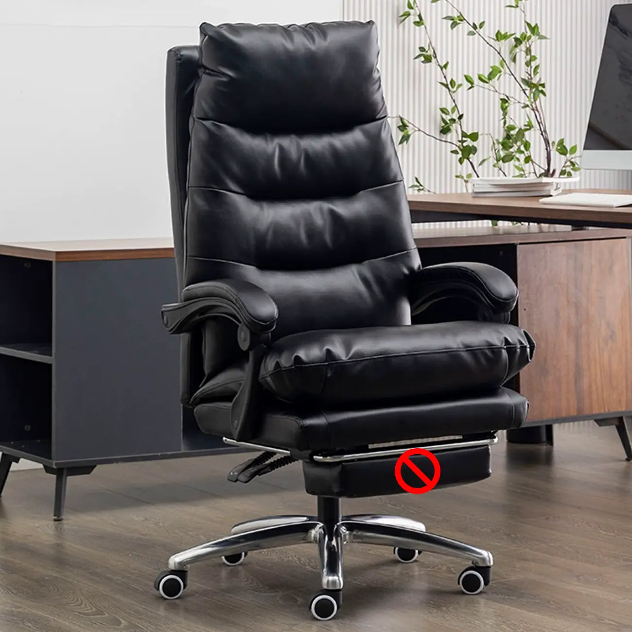 Fauteuil de direction ergonomique inclinable en cuir avec repose-pieds