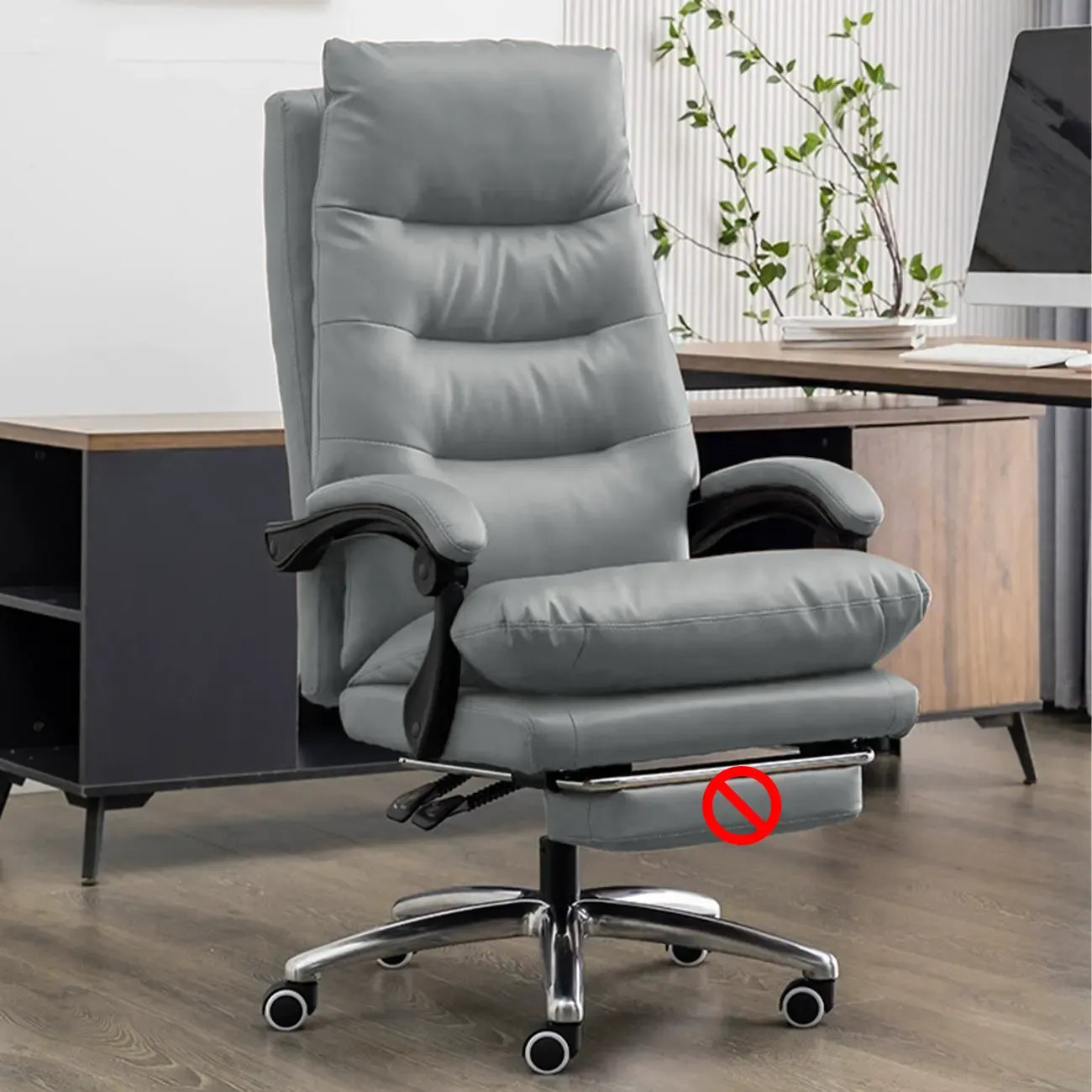 Fauteuil de direction ergonomique inclinable en cuir avec repose-pieds