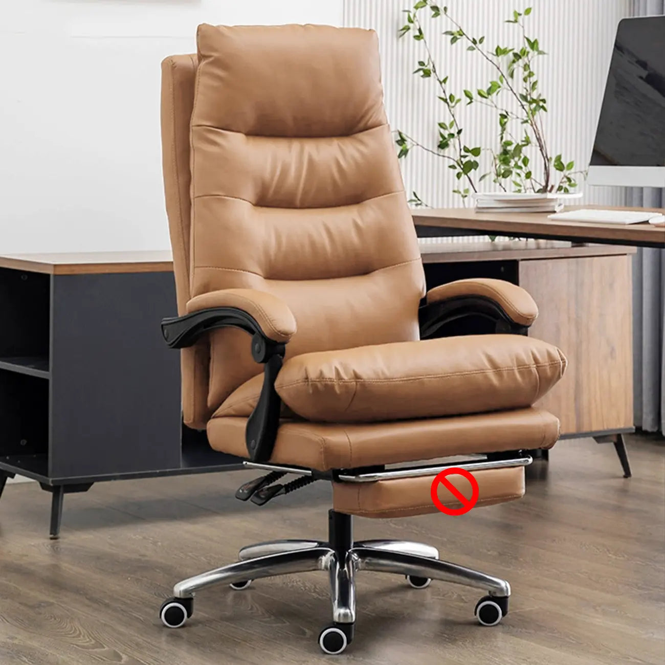 Fauteuil de direction ergonomique inclinable en cuir avec repose-pieds