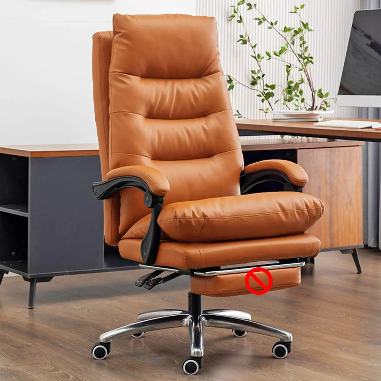 Fauteuil de direction ergonomique inclinable en cuir avec repose-pieds