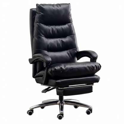 Fauteuil de direction ergonomique inclinable en cuir avec repose-pieds