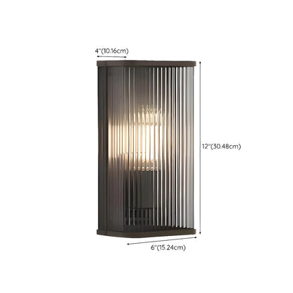 Applique murale d'extérieur verticale moderne en acier noir et acrylique transparent