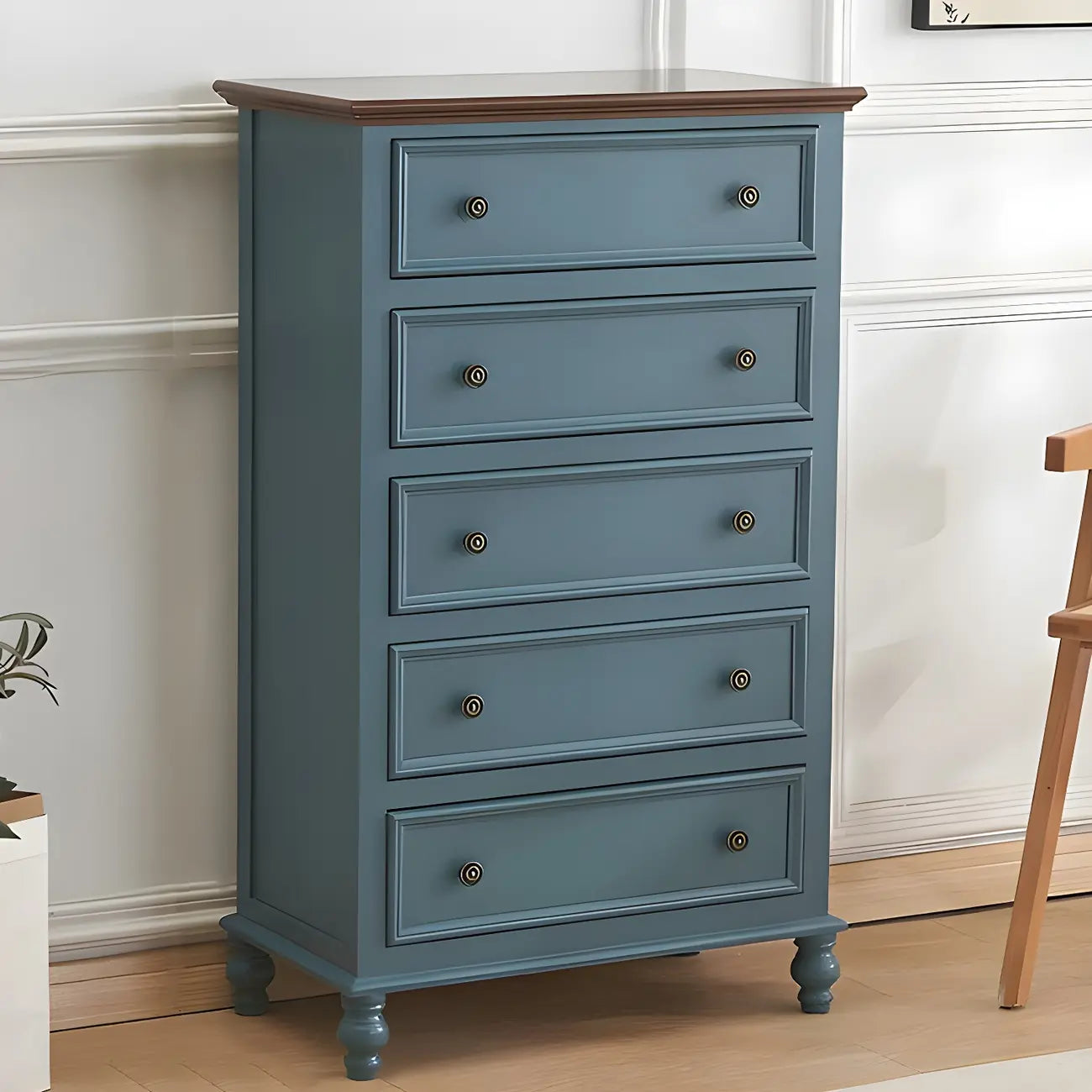 Coffre de rangement élégant et classique en bois laqué blanc et marron