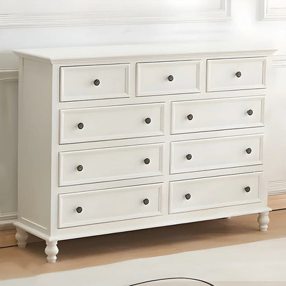 Coffre de rangement élégant et classique en bois laqué blanc et marron