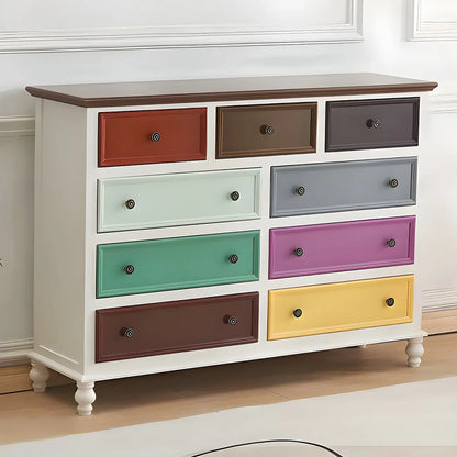 Coffre de rangement élégant et classique en bois laqué blanc et marron