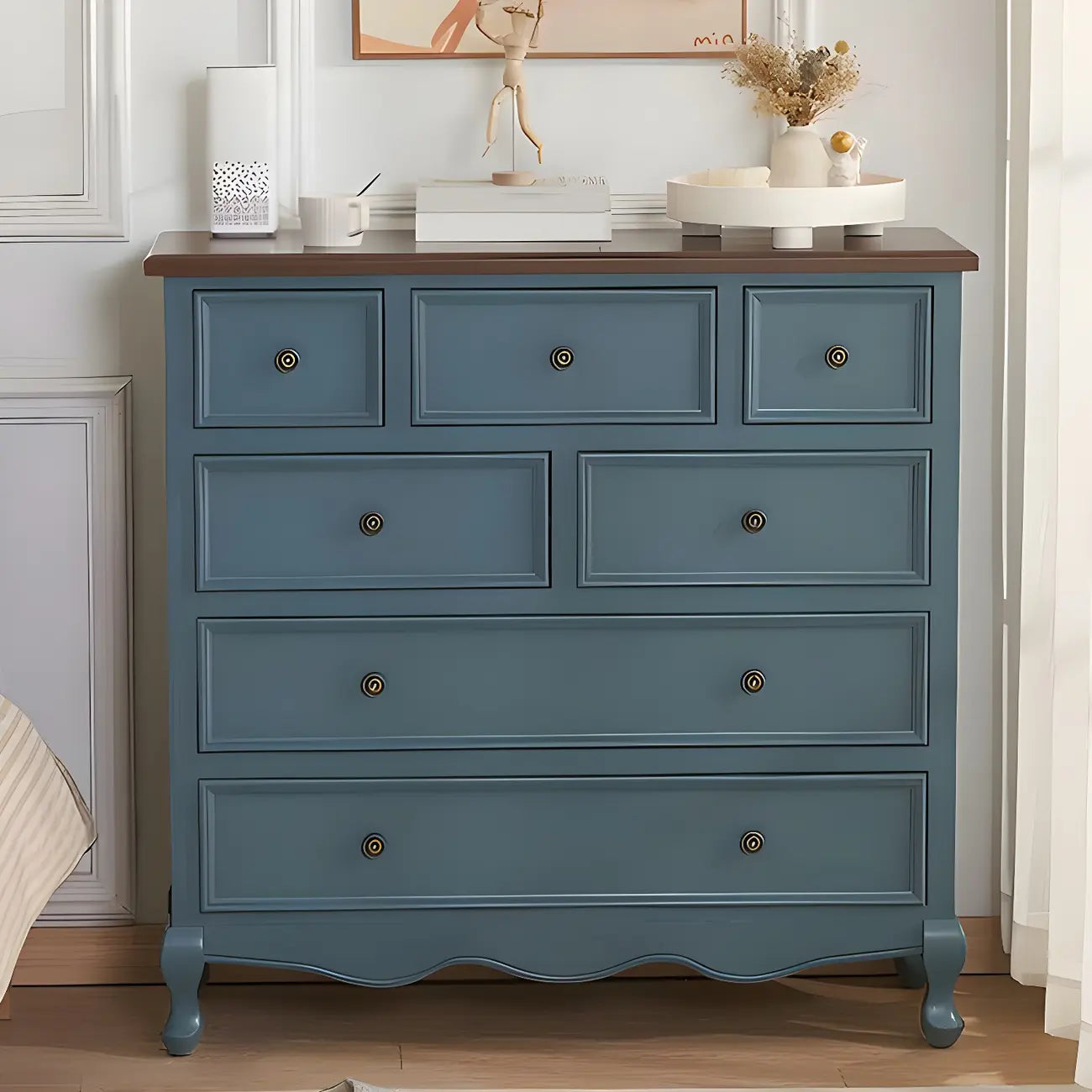 Coffre de rangement élégant et classique en bois laqué blanc et marron