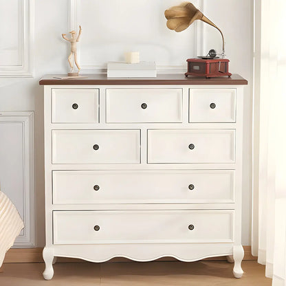 Coffre de rangement élégant et classique en bois laqué blanc et marron