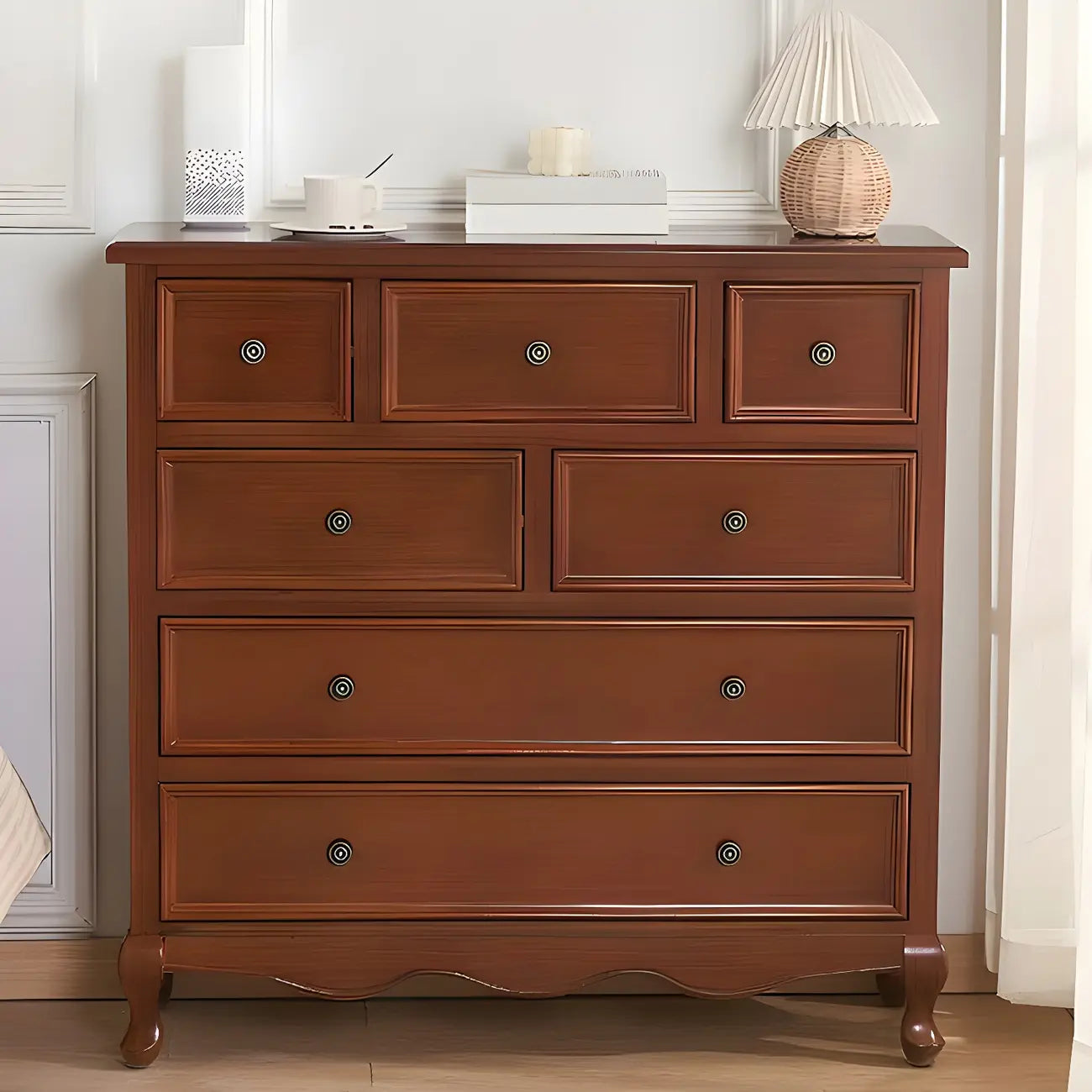 Coffre de rangement élégant et classique en bois laqué blanc et marron