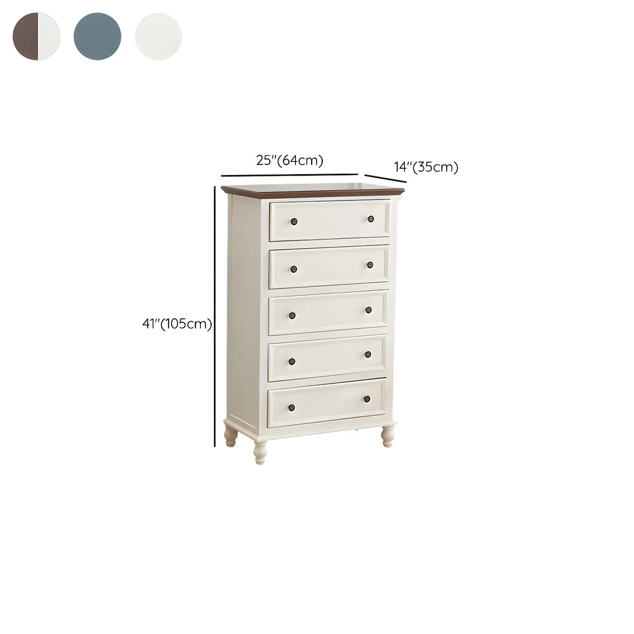 Coffre de rangement élégant et classique en bois laqué blanc et marron