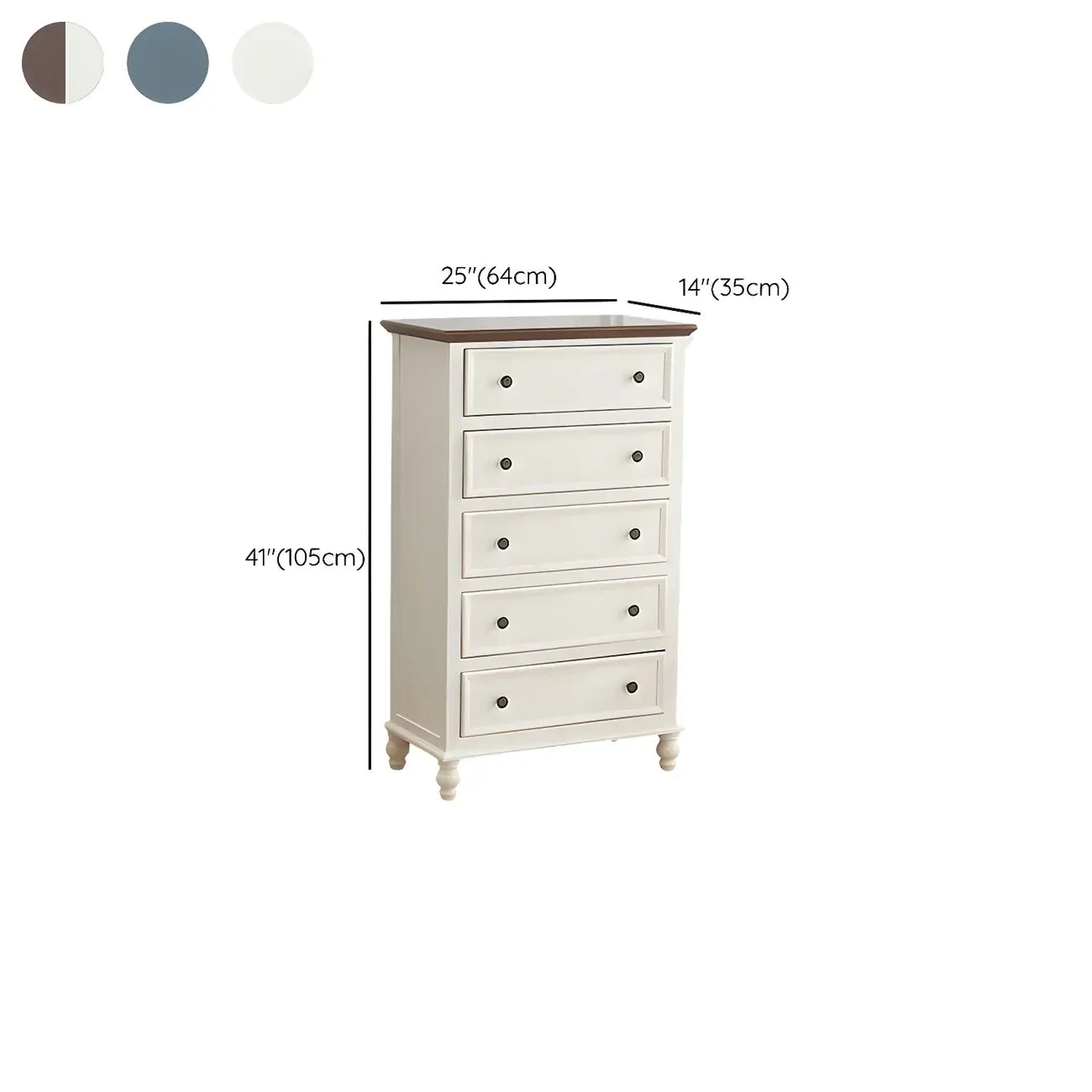 Coffre de rangement élégant et classique en bois laqué blanc et marron