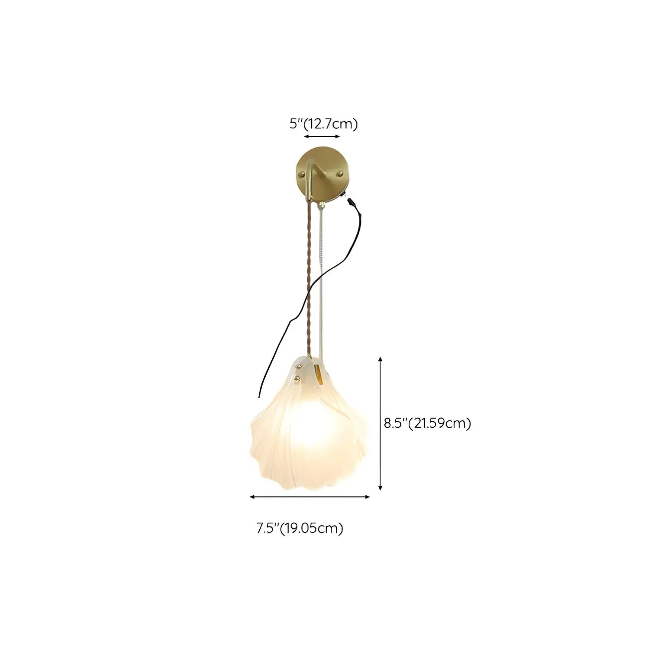 Applique murale en forme de coquillage avec chaînette pour salon