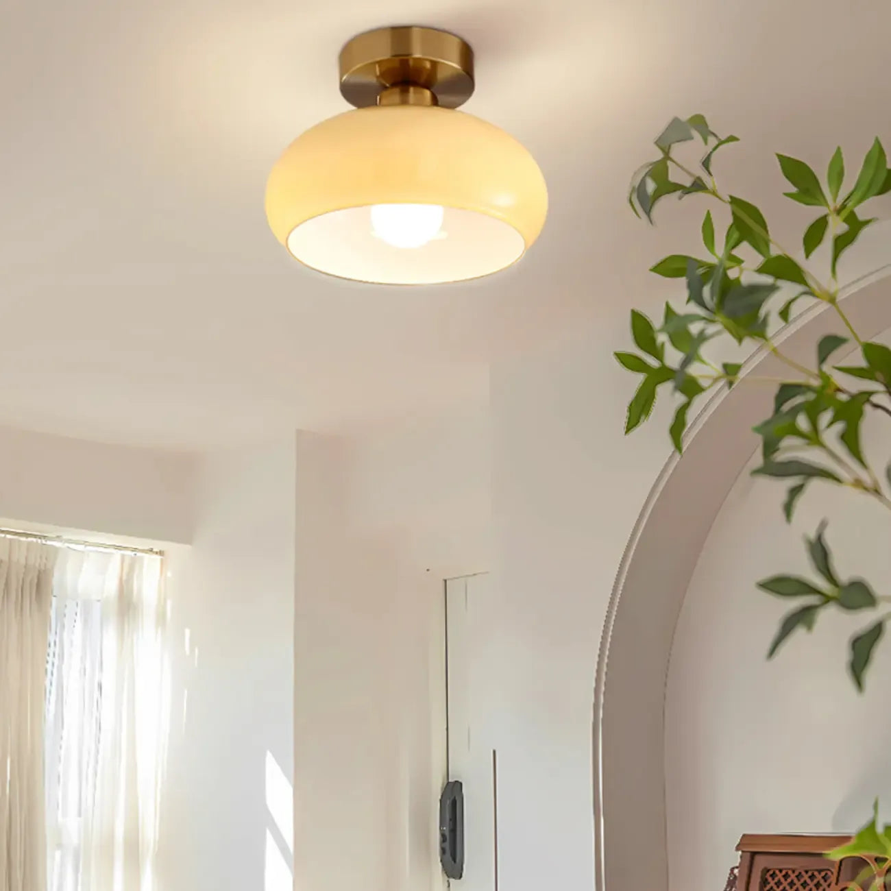 Plafonnier LED semi-encastré en verre moderne pour salon