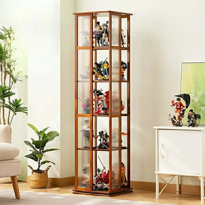 Vitrine ouverte haute et étroite en bambou noir moderne