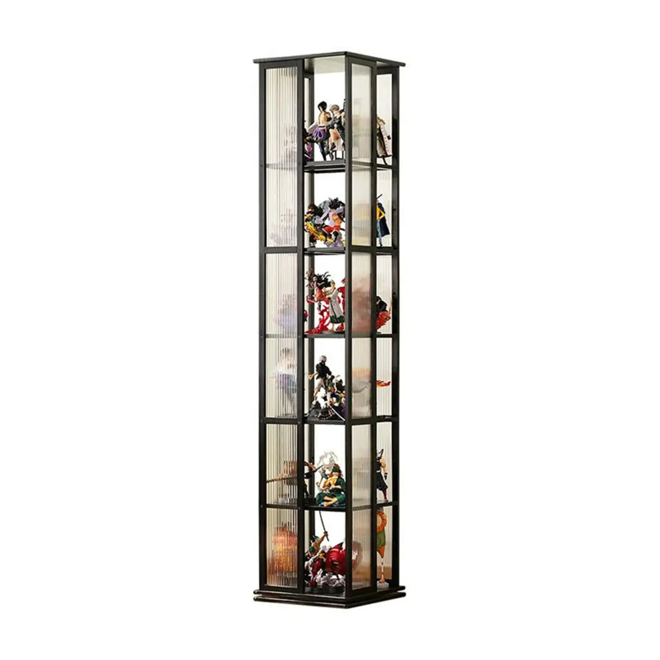 Vitrine ouverte haute et étroite en bambou noir moderne