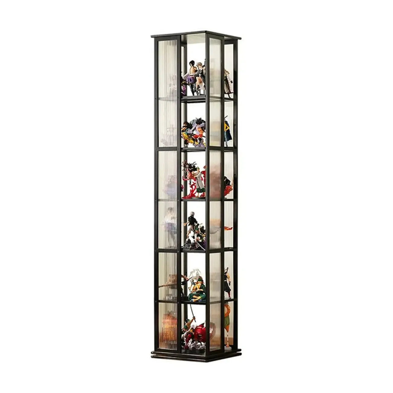 Vitrine ouverte haute et étroite en bambou noir moderne