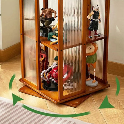 Vitrine ouverte haute et étroite en bambou noir moderne