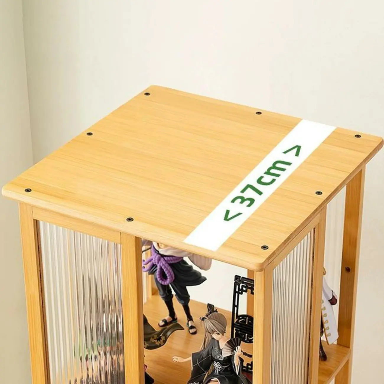 Vitrine ouverte haute et étroite en bambou noir moderne