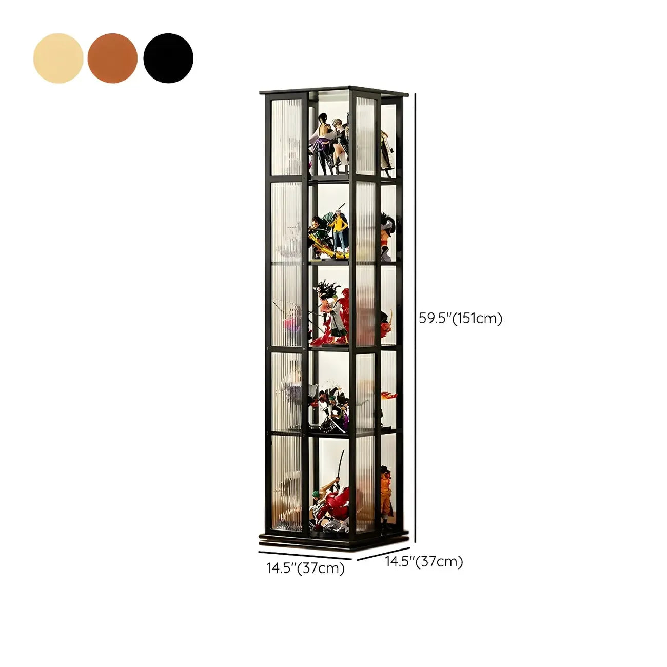 Vitrine ouverte haute et étroite en bambou noir moderne