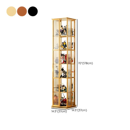 Vitrine ouverte haute et étroite en bambou noir moderne