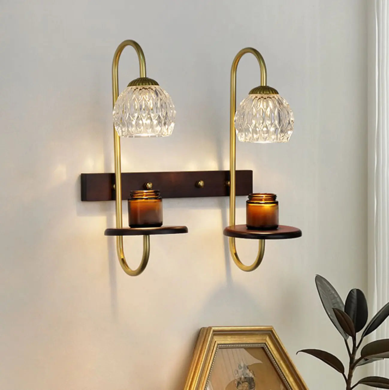 Applique murale vintage avec étagère flottante pour salon