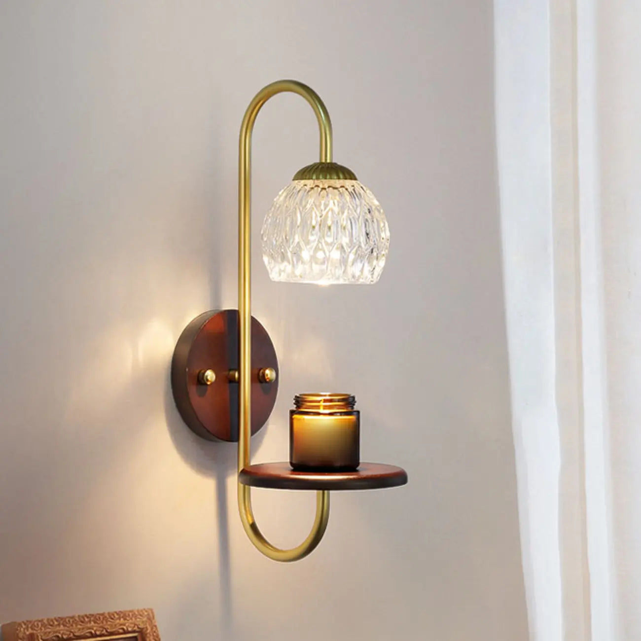 Applique murale vintage avec étagère flottante pour salon