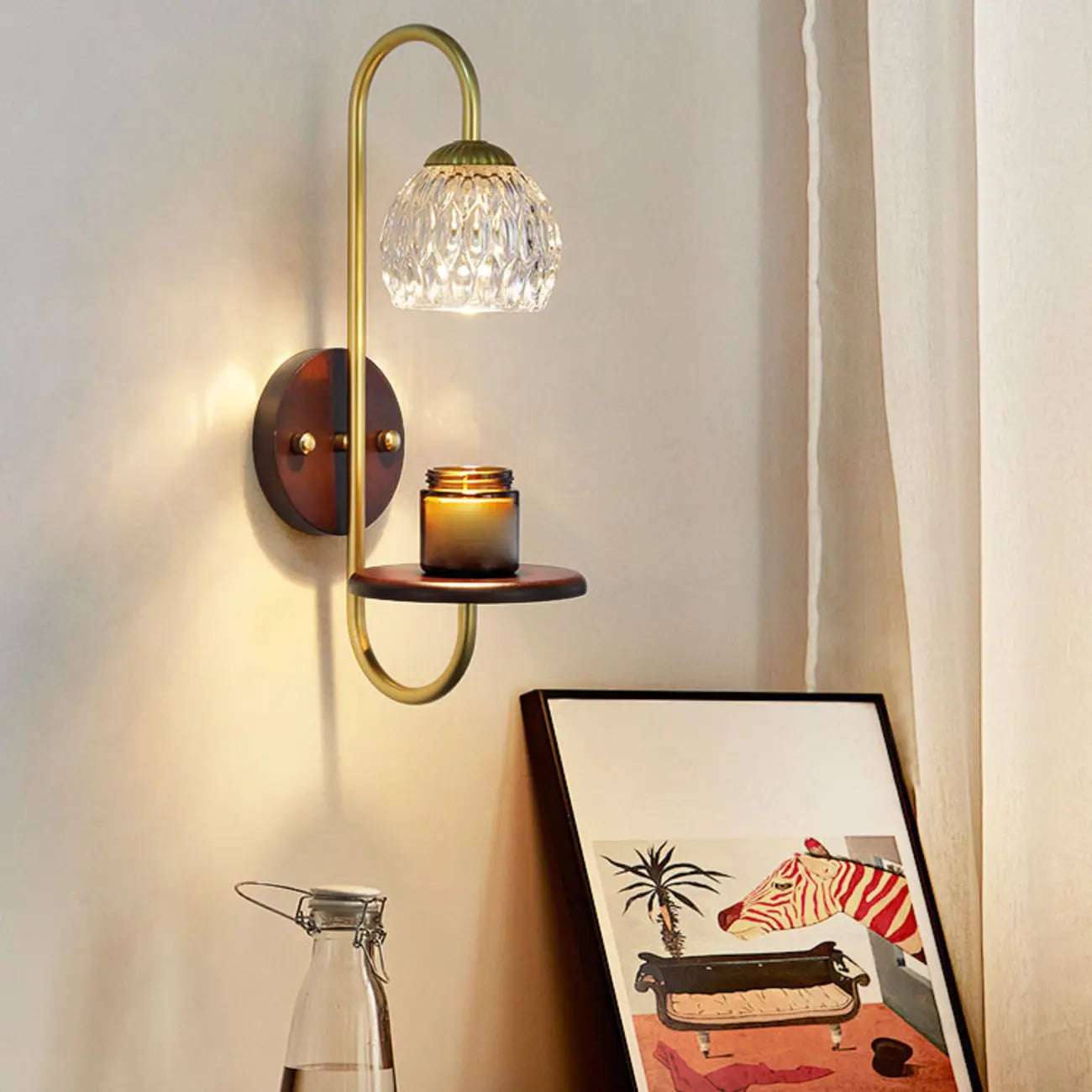 Applique murale vintage avec étagère flottante pour salon