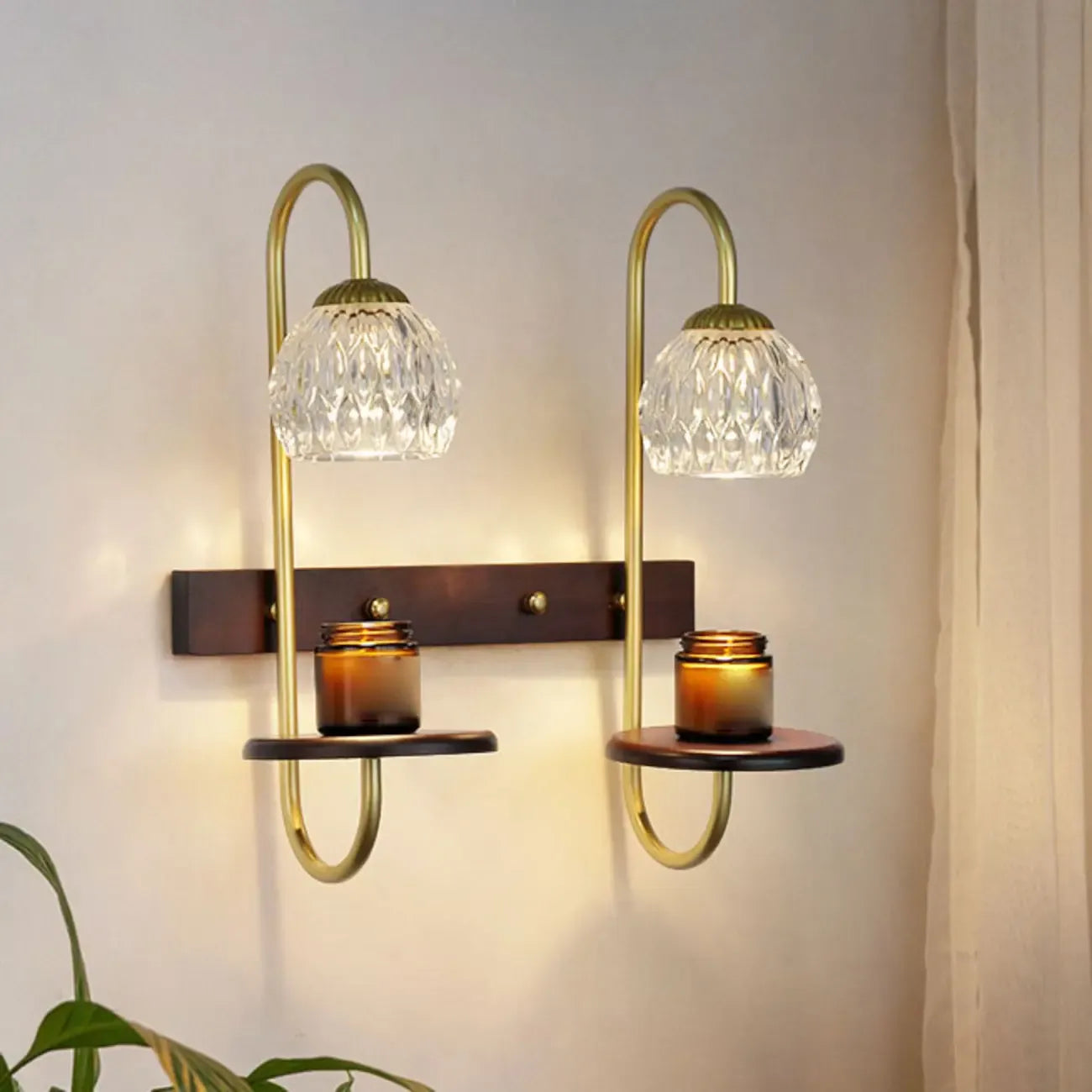 Applique murale vintage avec étagère flottante pour salon