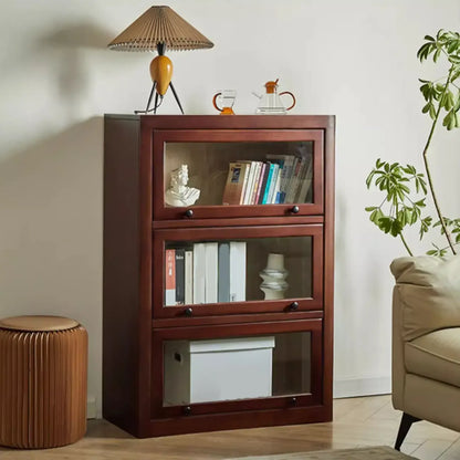 Armoire de rangement classique en bois brun avec verre inversé
