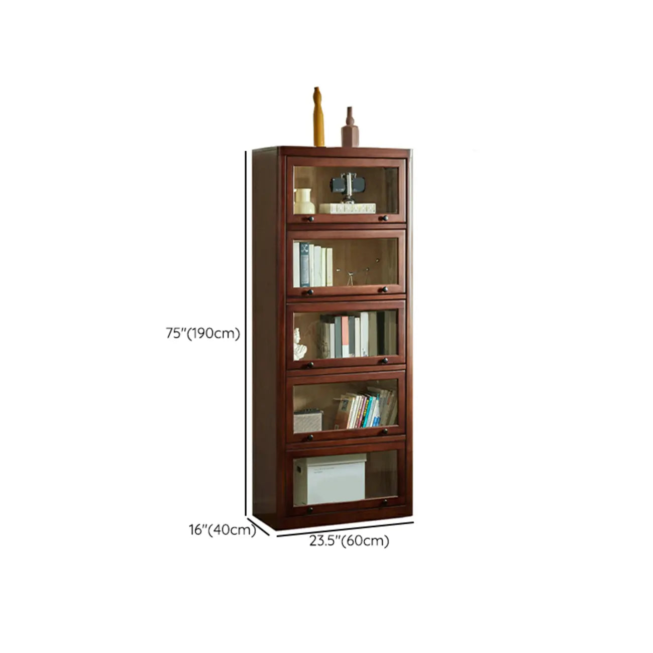 Armoire de rangement classique en bois brun avec verre inversé