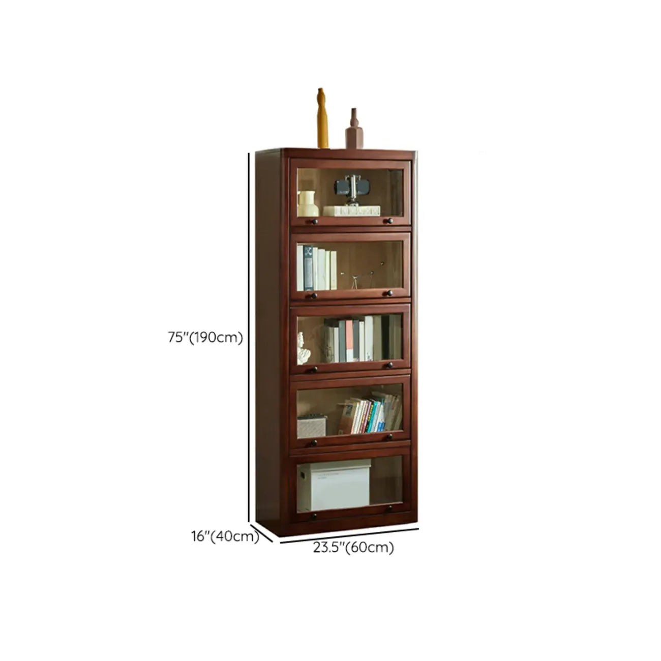 Armoire de rangement classique en bois brun avec verre inversé