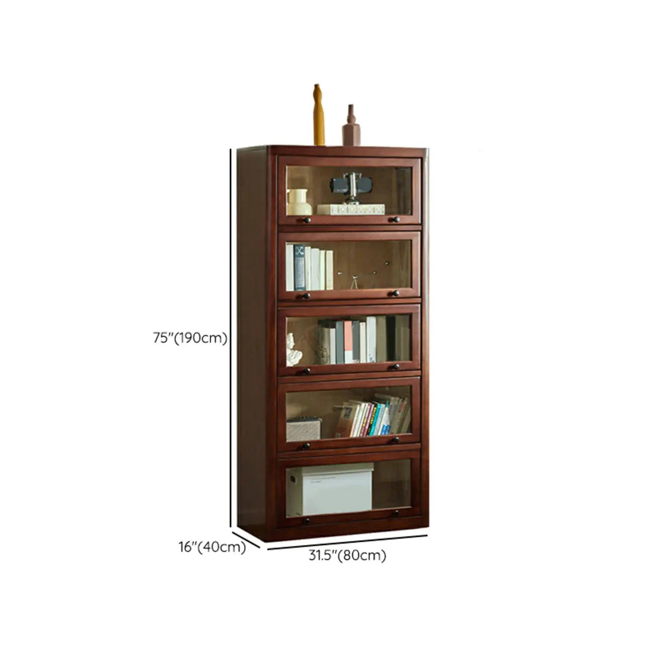 Armoire de rangement classique en bois brun avec verre inversé