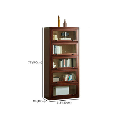 Armoire de rangement classique en bois brun avec verre inversé